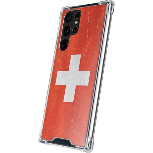 Switzerland Flag Distressed Galaxy S22 Ultra Clear Case